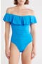 Off the Shoulder Ruffle One-Piece Swimsuit