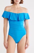 La Blanca Off the Shoulder Ruffle One-Piece Swimsuit