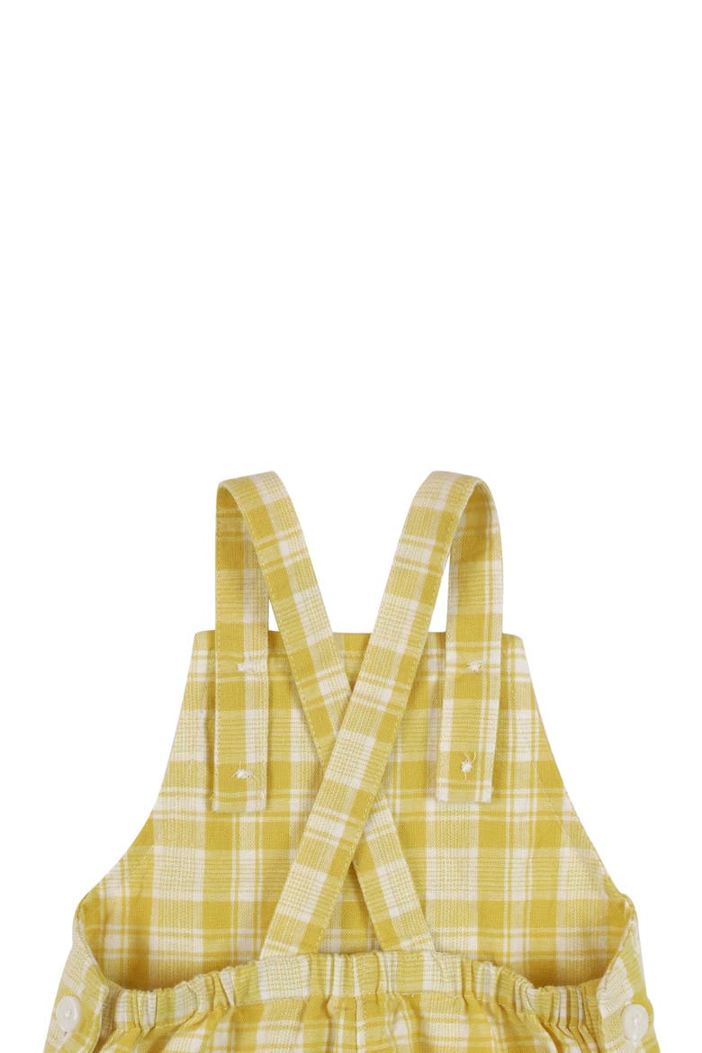 Baby Shortie Overall Romper, Infant, Alternate, color, Yellow Plaid Linen