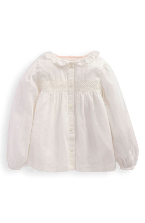 Kids' Smocked Cotton Button-Up Shirt (Toddler, Little Kid & Big Kid)