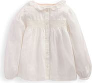Mini Boden Kids' Smocked Cotton Button-Up Shirt