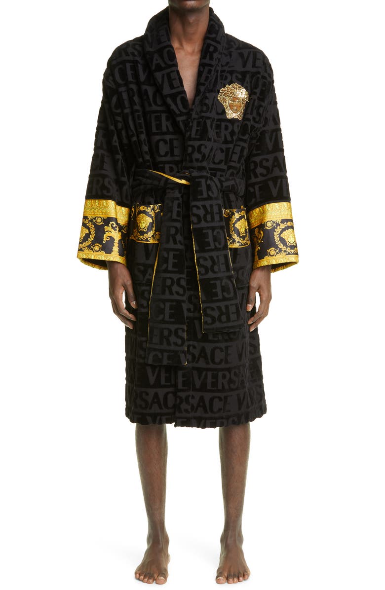 Versace Logomania Bath Robe, Main, color, 