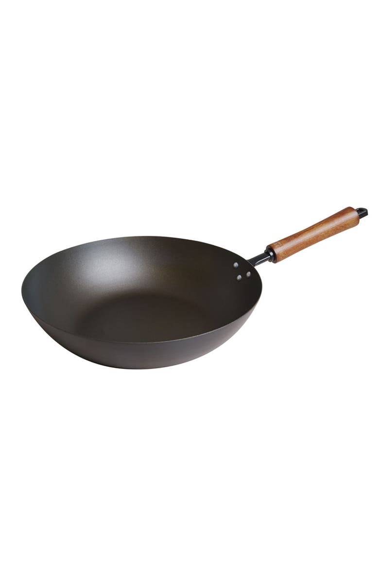 Carbon Steel Preseasoned Stir Fry Pan, Main, color, Black