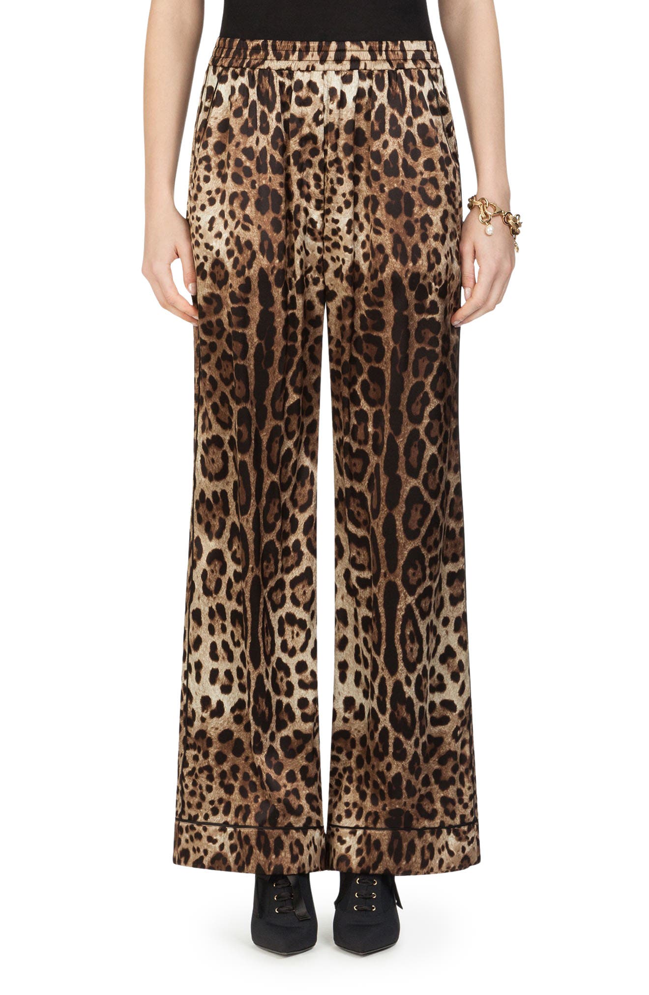 Dolce & Gabbana Leopard-print Straight-leopard Pants In Brown