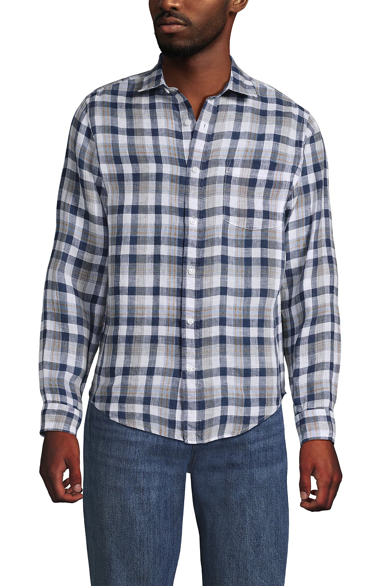 Light Indigo Blue/Tan Plaid