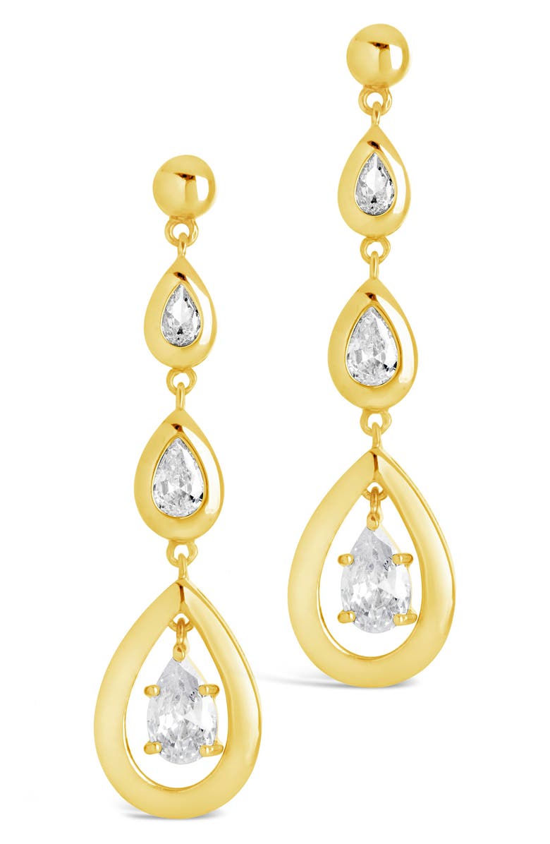 Sterling Forever Zara CZ Drop Earrings, Alternate, color, Gold