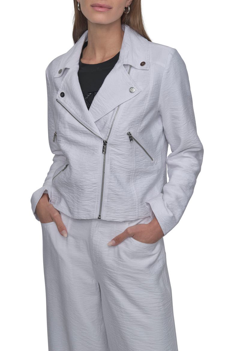Crinkle Moto Jacket, Main, color, WHITE