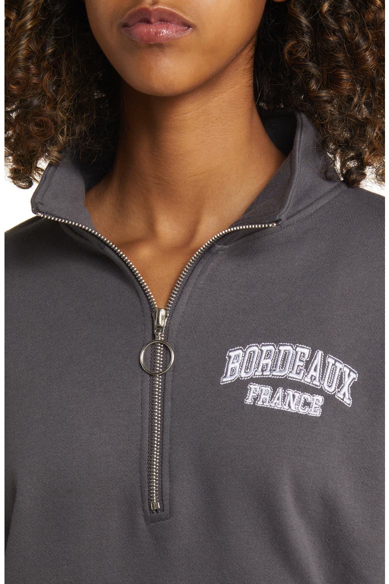 Embroidered Bordeaux Half Zip Pullover, Alternate, color, WASHED BLACK