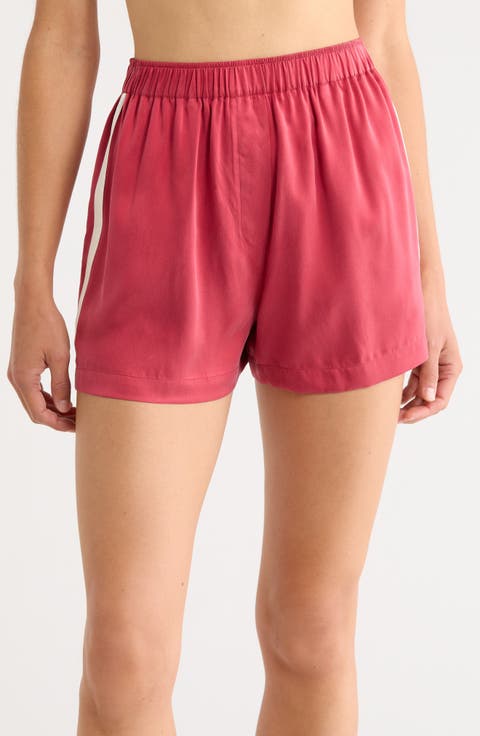 Side Stripe Silk Pajama Shorts