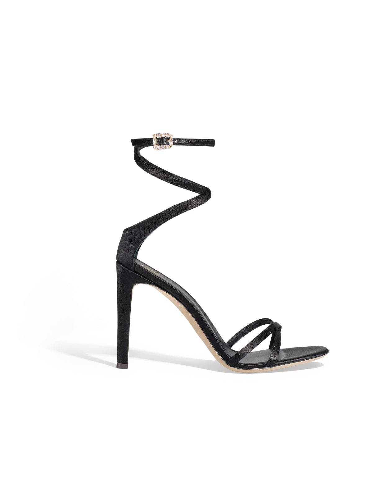 Vixen Satin Strappy Sandals, Alternate, color, Black