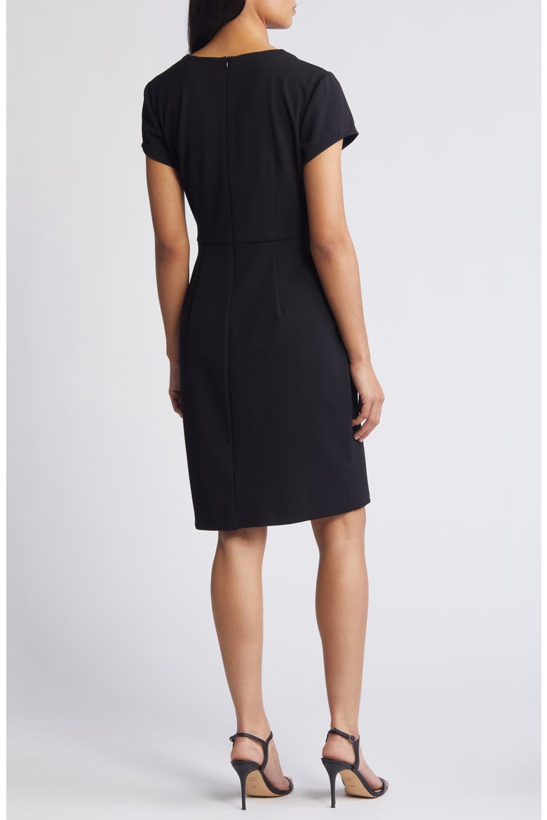 Asymmetric Neck Scuba Sheath Dress, Alternate, color, BLACK