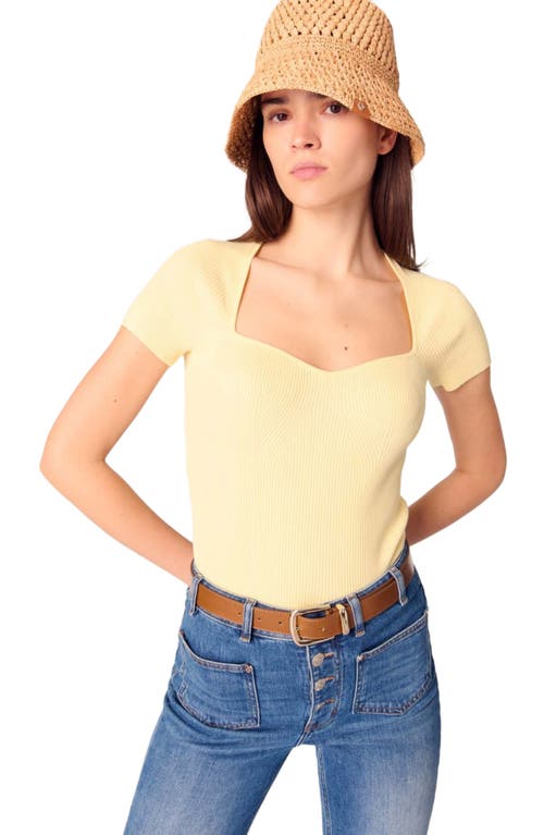 Maje Moka Rib-knit Sweater In Yellow