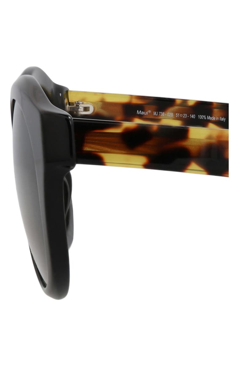 Maui Jim 51mm Round Polarized Sunglasses, Alternate, color, Black Tortoise Grey