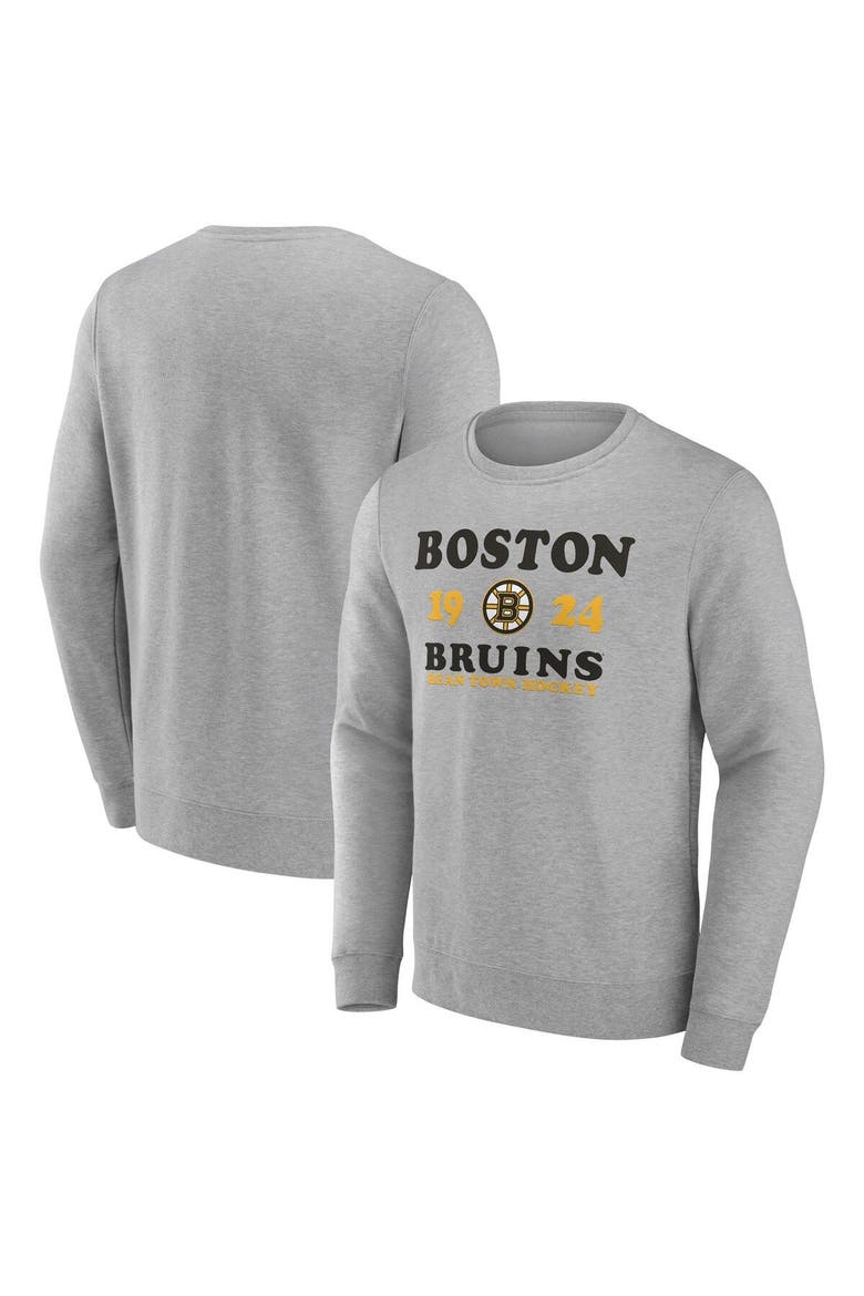 Men's Fanatics Branded Heather Charcoal Boston Bruins Fierce Competitor Pullover Sweatshirt, Alternate, color, Charcoal