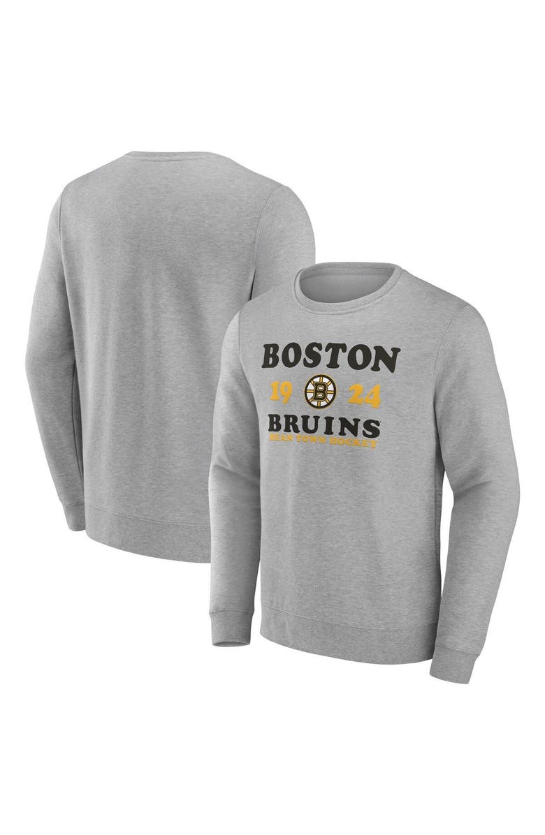 FANATICS Men's Fanatics Branded Heather Charcoal Boston Bruins Fierce Competitor Pullover Sweatshirt, Alternate, color, 