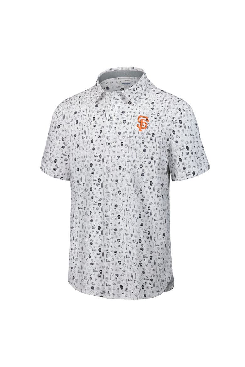 Men's Tommy Bahama  Gray San Francisco Giants Nova Wave Riptide Rally Camp Button-Up Short Sleeve Shirt, Alternate, color, Gray