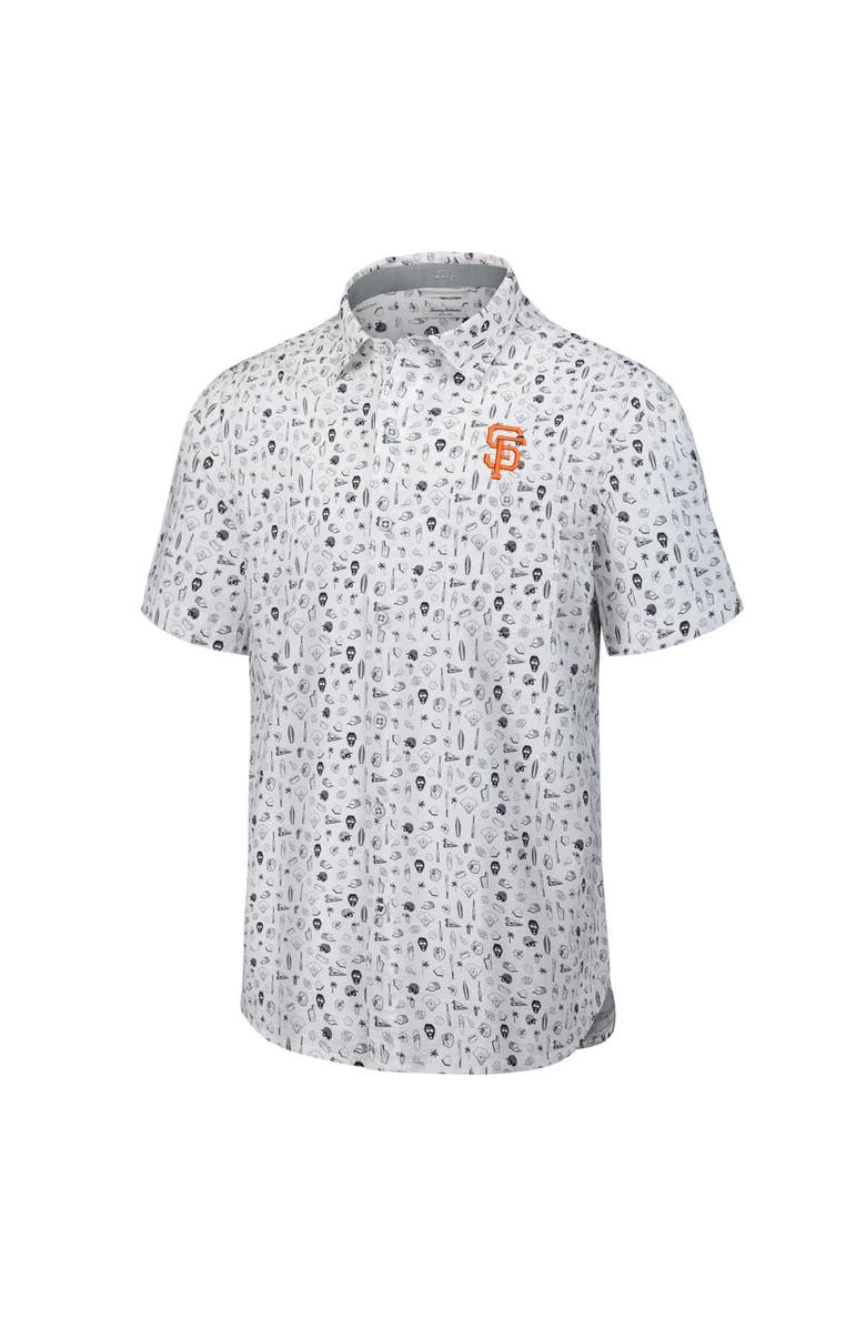 Tommy Bahama Men's Tommy Bahama Gray San Francisco Giants Nova Wave Riptide Rally Camp Button-Up Short Sleeve Shirt, Alternate, color, Gray