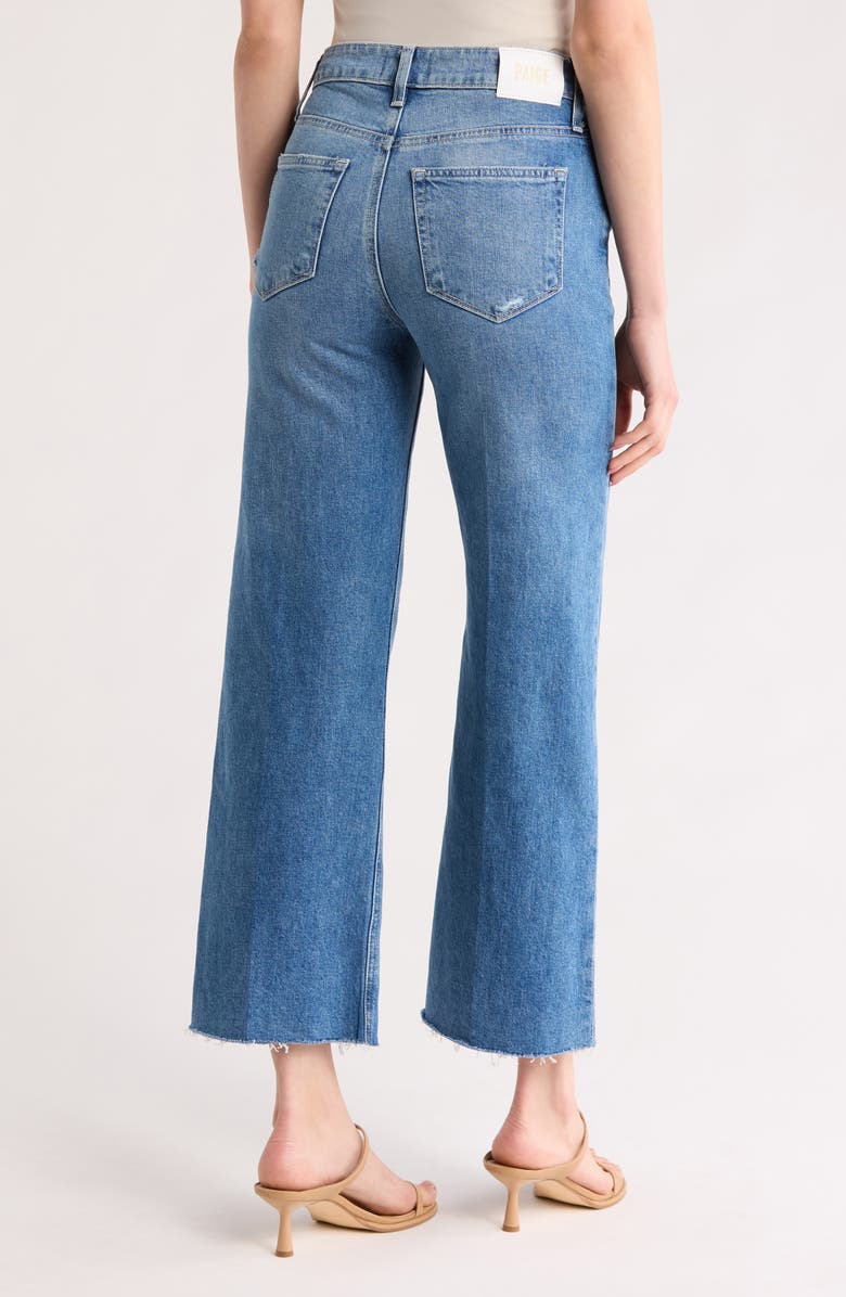 PAIGE Leena High Waist Raw Hem Wide Leg Jeans, Alternate, color, Volar Distressed