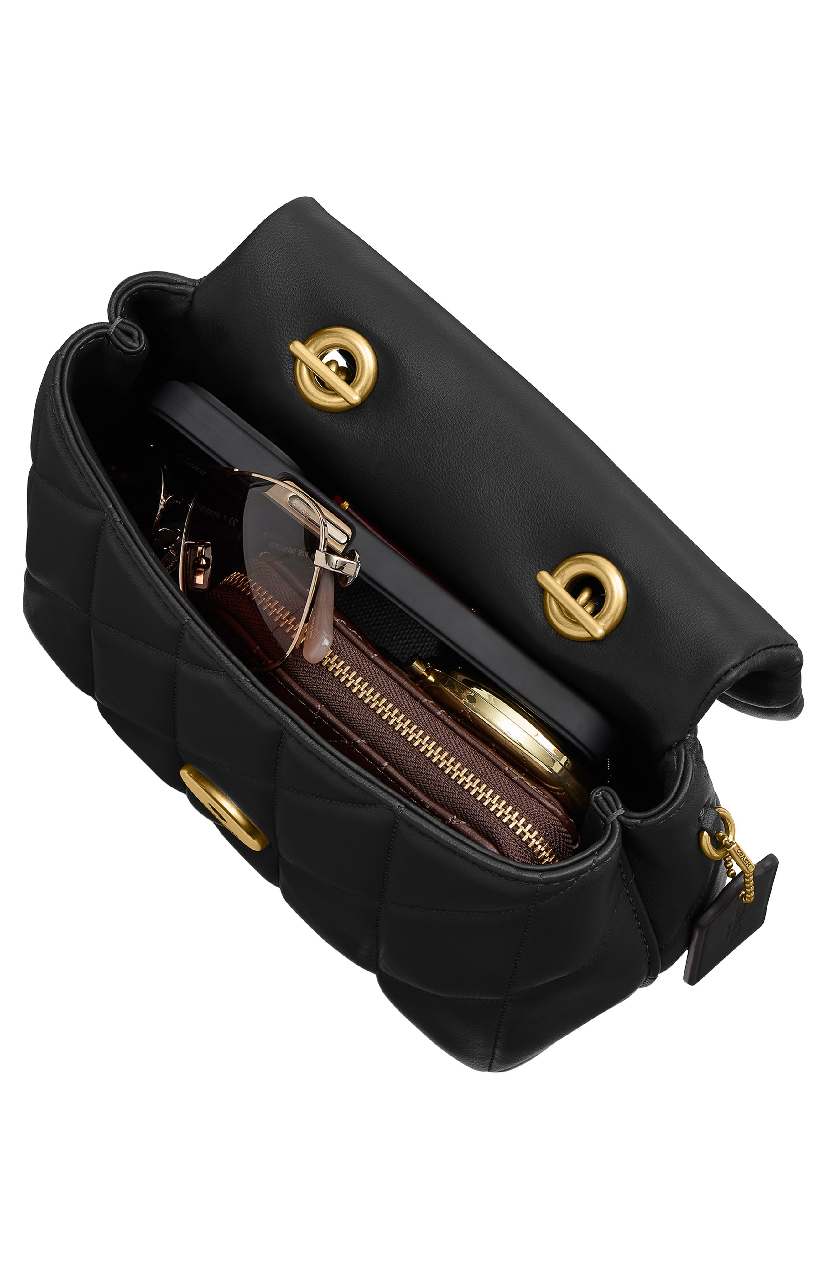 COACH Tabby Quilted Leather Convertible Top Handle Bag, Alternate, color, Black