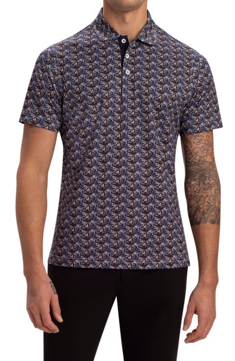 OoohCotton® Tech Geo Print Polo