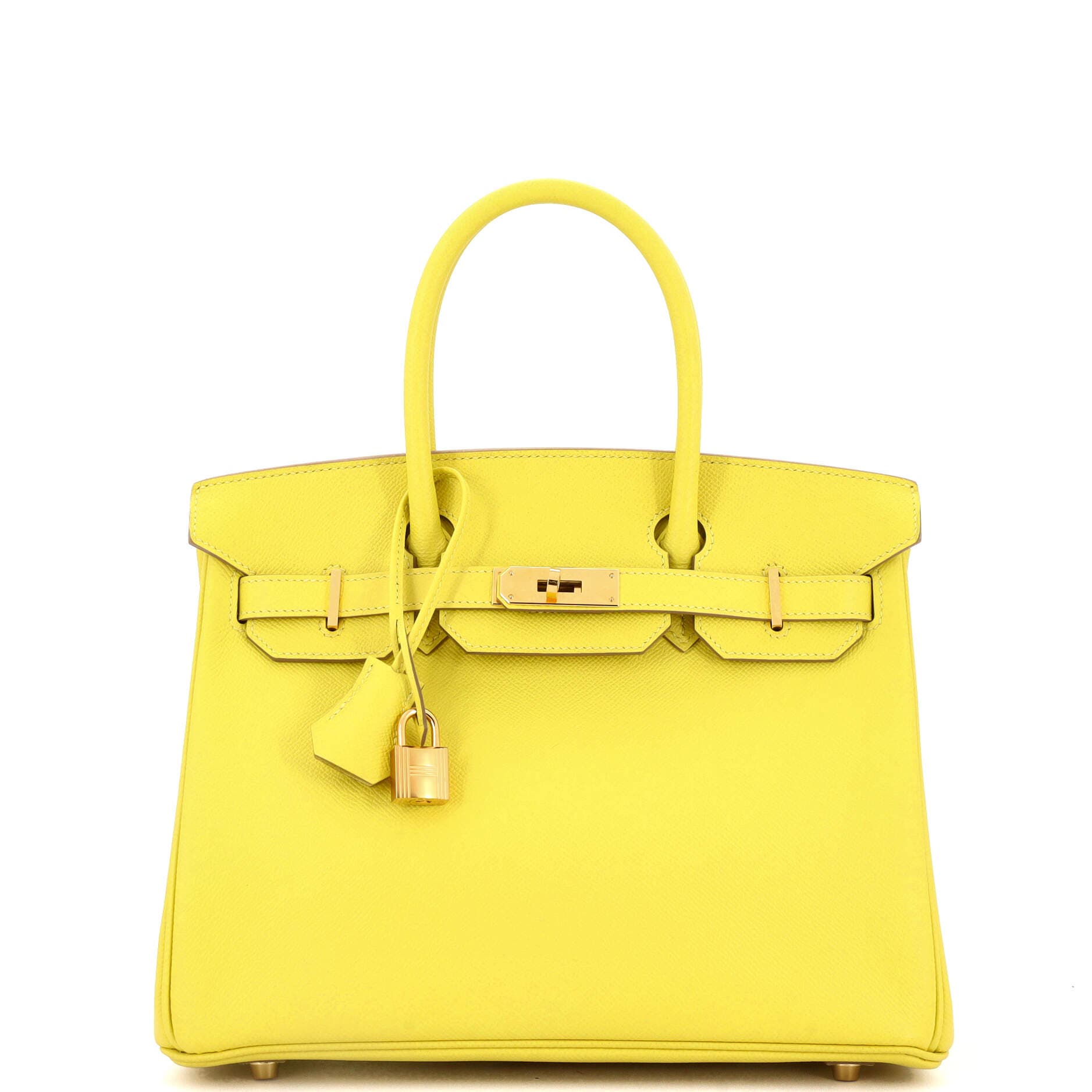 Pre-Owned Hermes Birkin Handbag Yellow Epsom with Gold Hardware 30, Main, color, 
