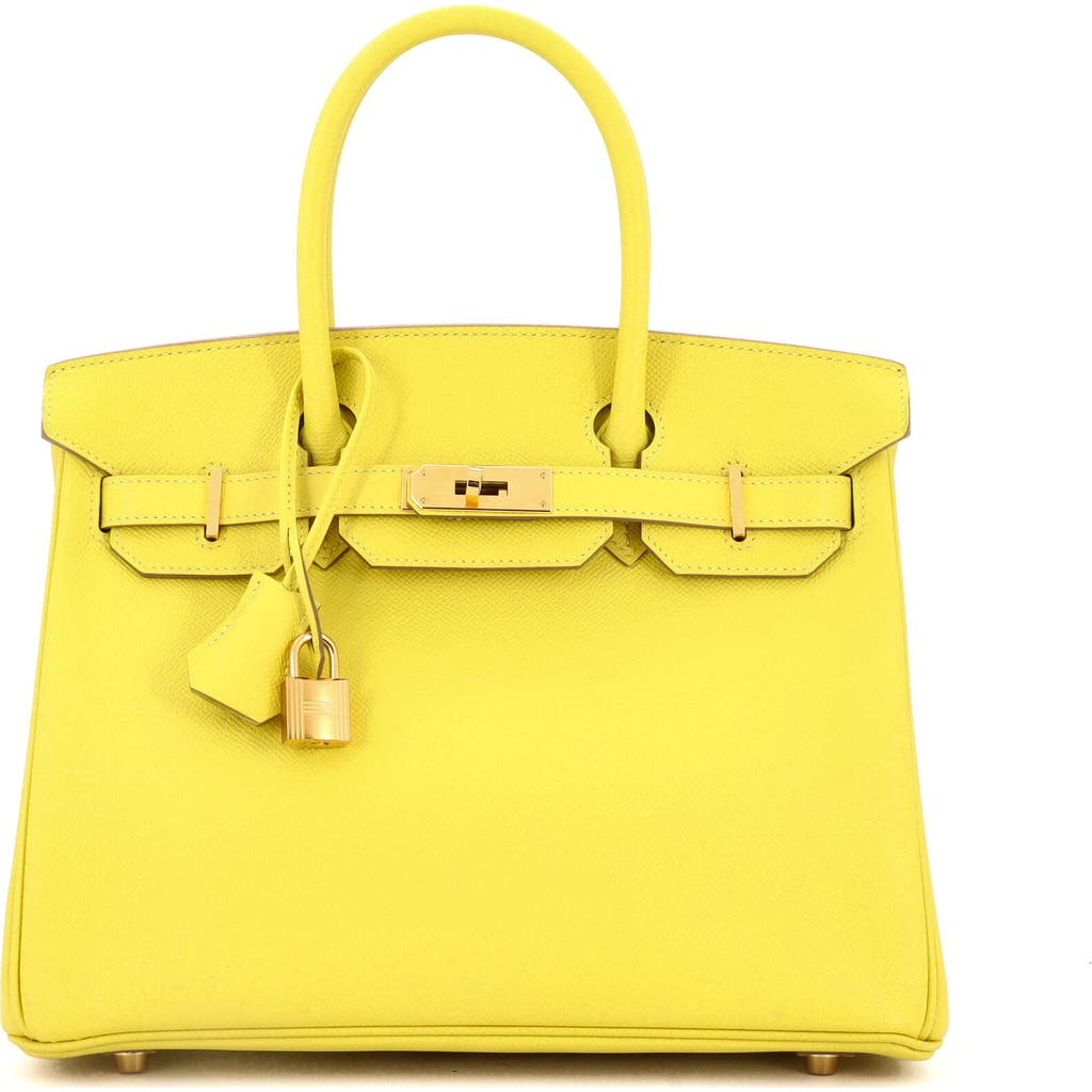 Pre-owned Hermes Hermes Birkin Handbag Yellow Epsom With Gold Hardware 30 In Green