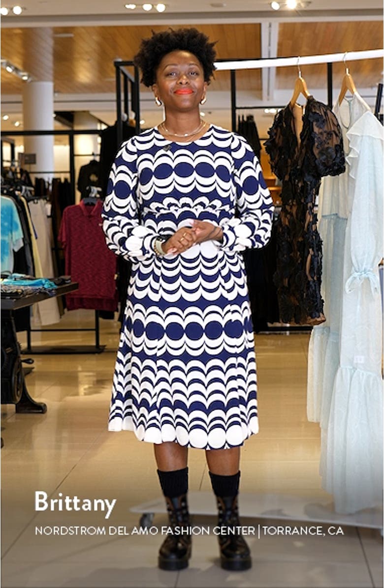 Geo Print Long Sleeve Dress, sales video thumbnail
