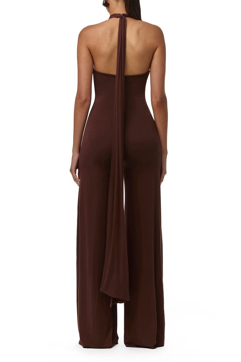 Smooth Halter Wide Leg Jumpsuit, Alternate, color, CHOCOLATE