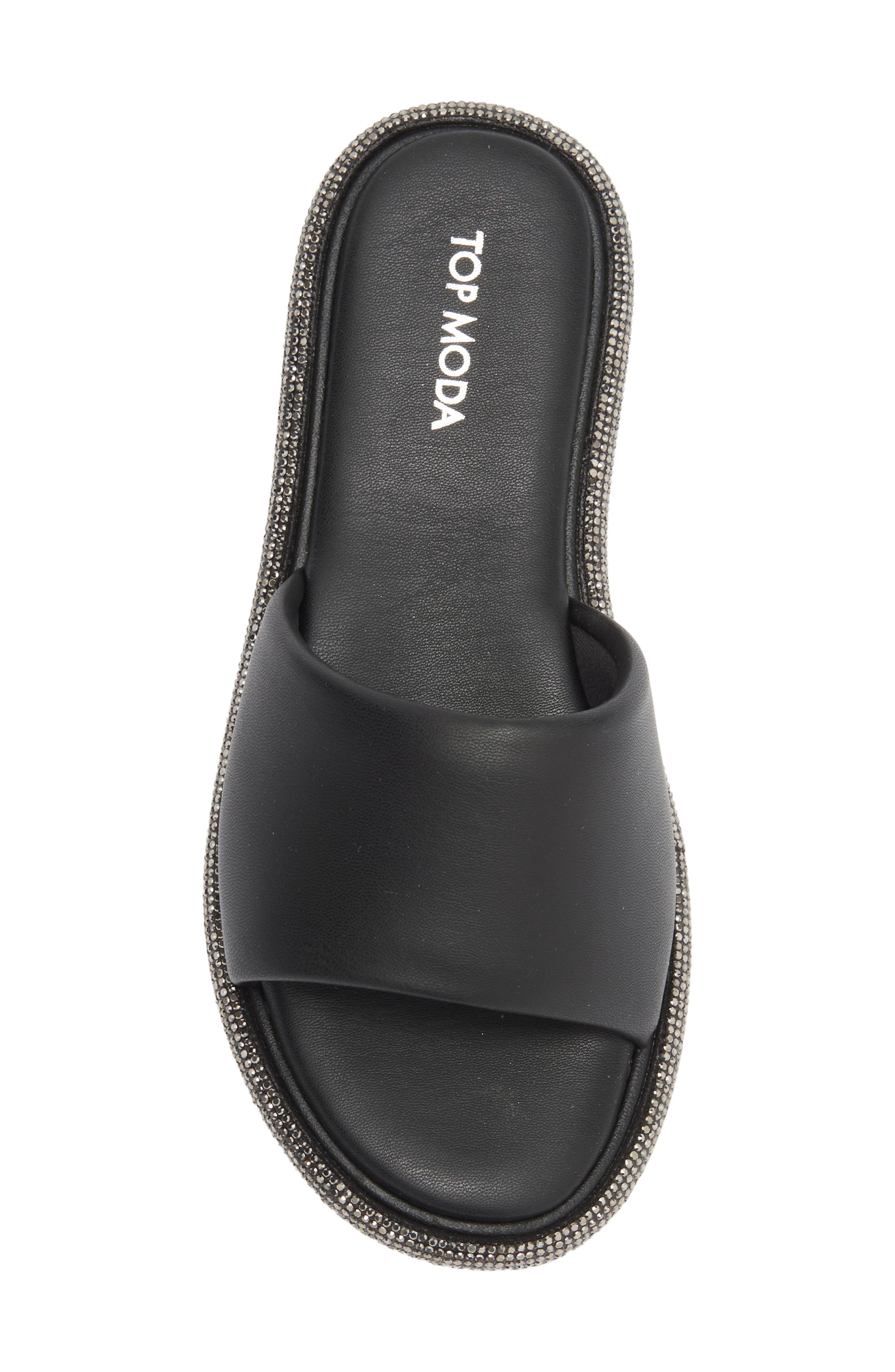 TOP MODA Memphis Slide Sandal, Alternate, color, Black Pu