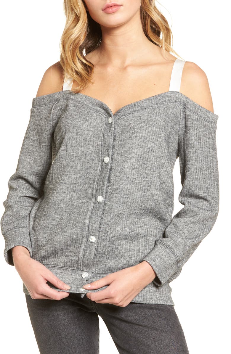 Leith Grosgrain Cold Shoulder Top, Main, color, 