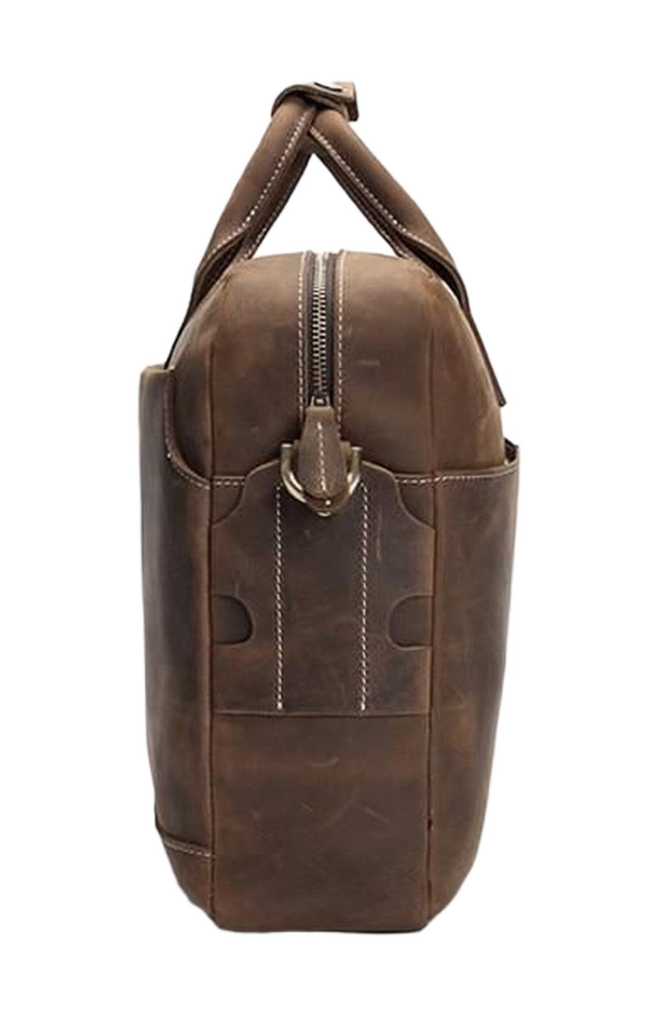 STEEL HORSE LEATHER The Welch Briefcase | Vintage Leather Messenger Bag, Alternate, color, Brown