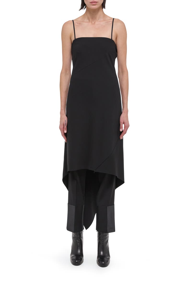 Asymmetric Hem Wool Dress, Main, color, BLK