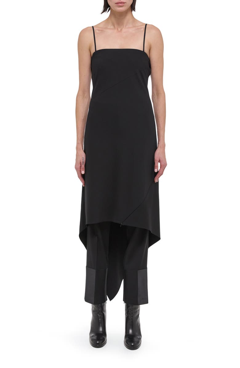 Helmut Lang Asymmetric Hem Wool Dress, Main, color, Black