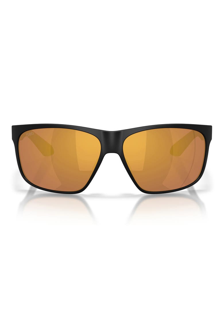Trades 60mm Polarized Square Sunglasses, Main, color, MATTE BLACK / GOLD MIRROR 580G