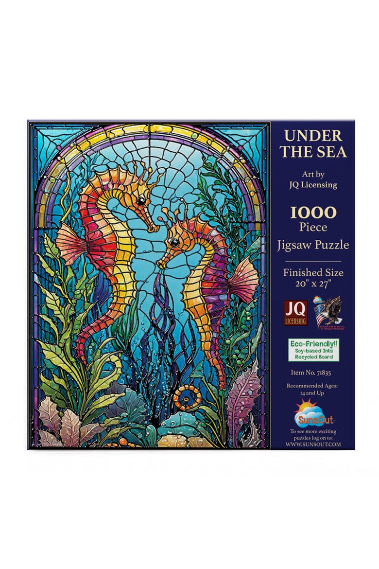 Under the Sea Stained Glass 1000 piece Jigsaw Puzzle for Adults, Alternate, color, Multicolor
