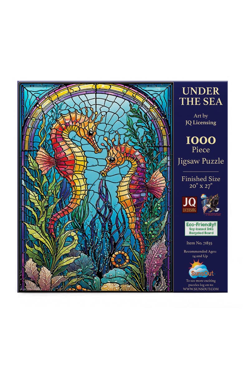 Sunsout Under the Sea Stained Glass 1000 piece Jigsaw Puzzle for Adults, Alternate, color, Multicolor