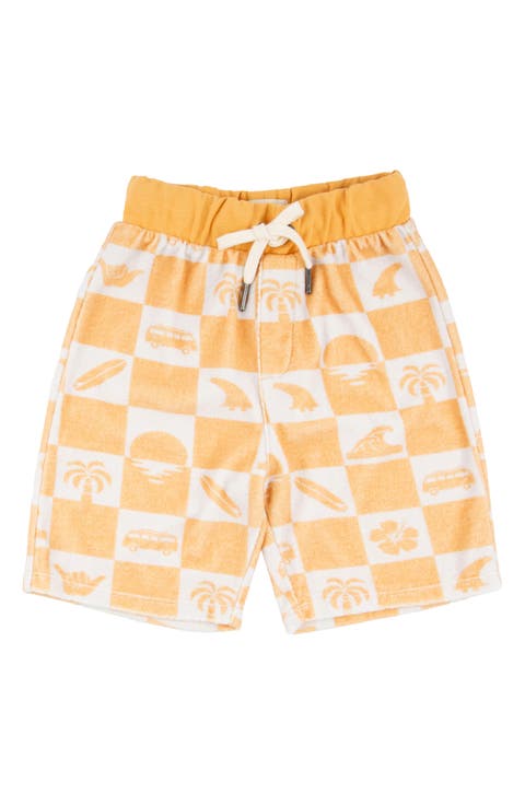 Kids' Rust Surf Print Cotton Pull-On Shorts (Toddler & Little Kid)