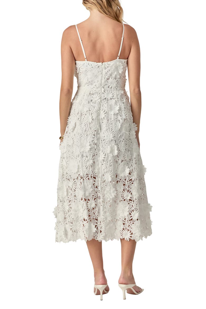 3D Appliqué Midi Dress, Alternate, color, WHITE