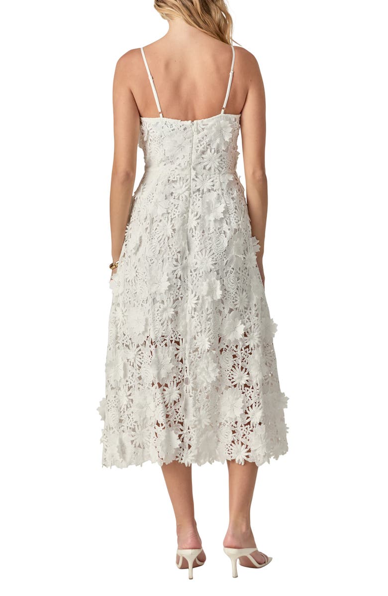 Endless Rose 3D Appliqué Midi Dress, Alternate, color, White