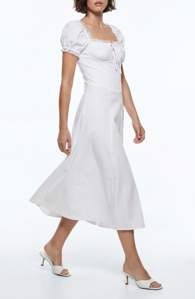 BY DESIGN Juniper Lace Trim Midi Dress, Alternate, color, White