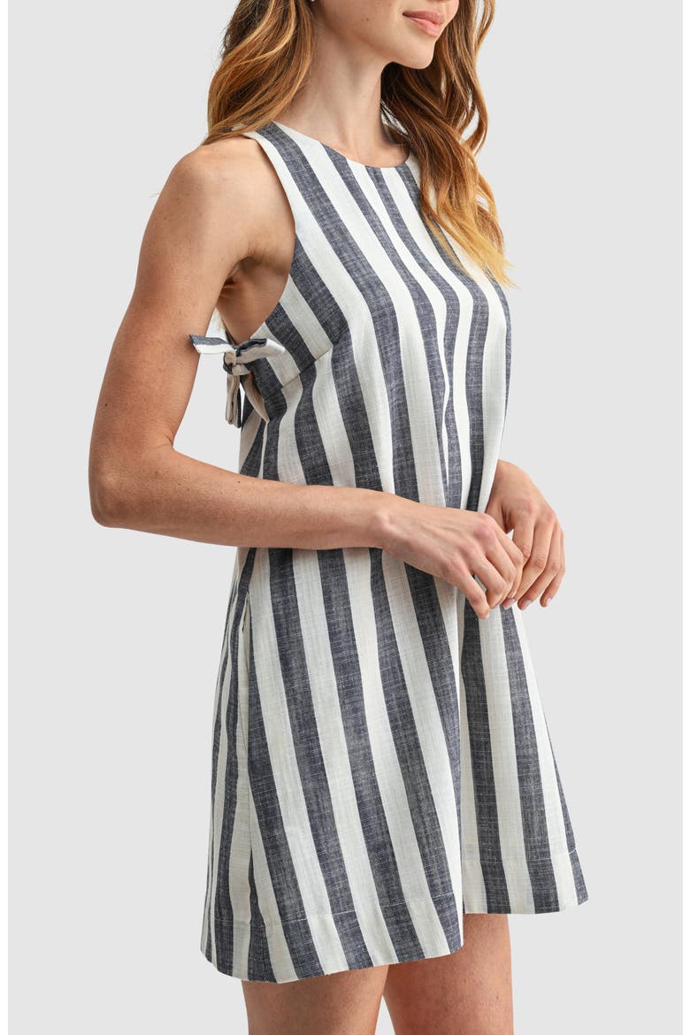 Side Tie Shift Minidress, Alternate, color, IVORY NAVY