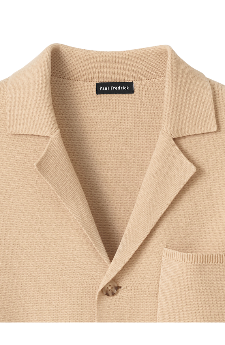 Paul Fredrick Cotton Notch Lapel Cardigan Sweater, Alternate, color, Tan