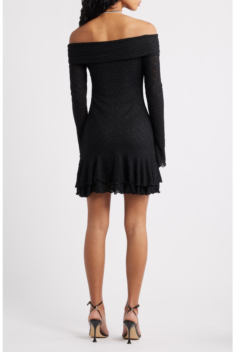 Long Sleeve Lace Off the Shoulder Minidress, Alternate, color, BLACK