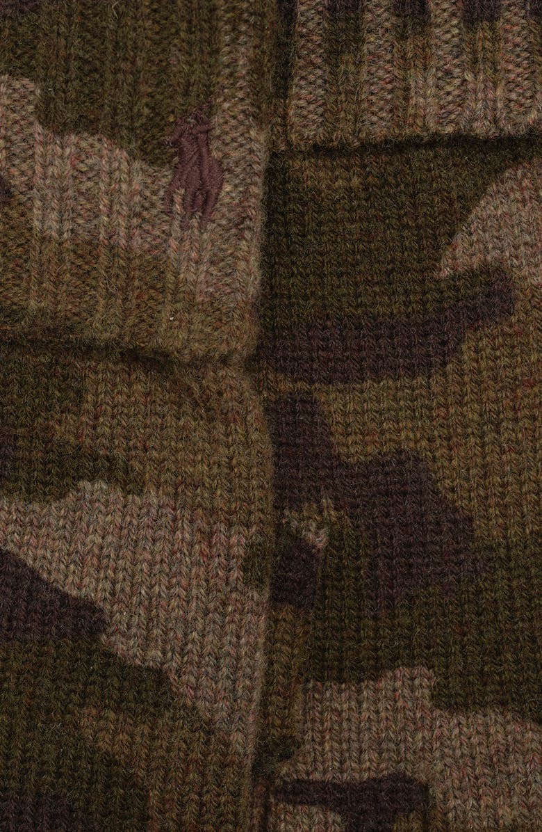 Polo Ralph Lauren Camo Fingerless Wool Blend Gloves, Alternate, color, Olive Camo