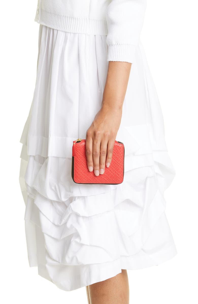 Comme des Garçons Wallets Roots Embossed Leather Zip Wallet, Alternate, color, 
