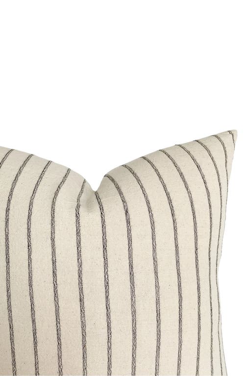 Linen & James Walker Natural Black Stripe Pillow Cover In Cream