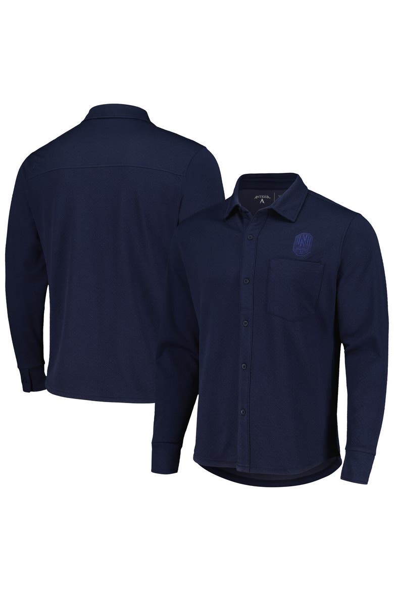 Men's Antigua Navy Nashville SC Streamer Diamond Button-Up Shacket, Main, color, Navy