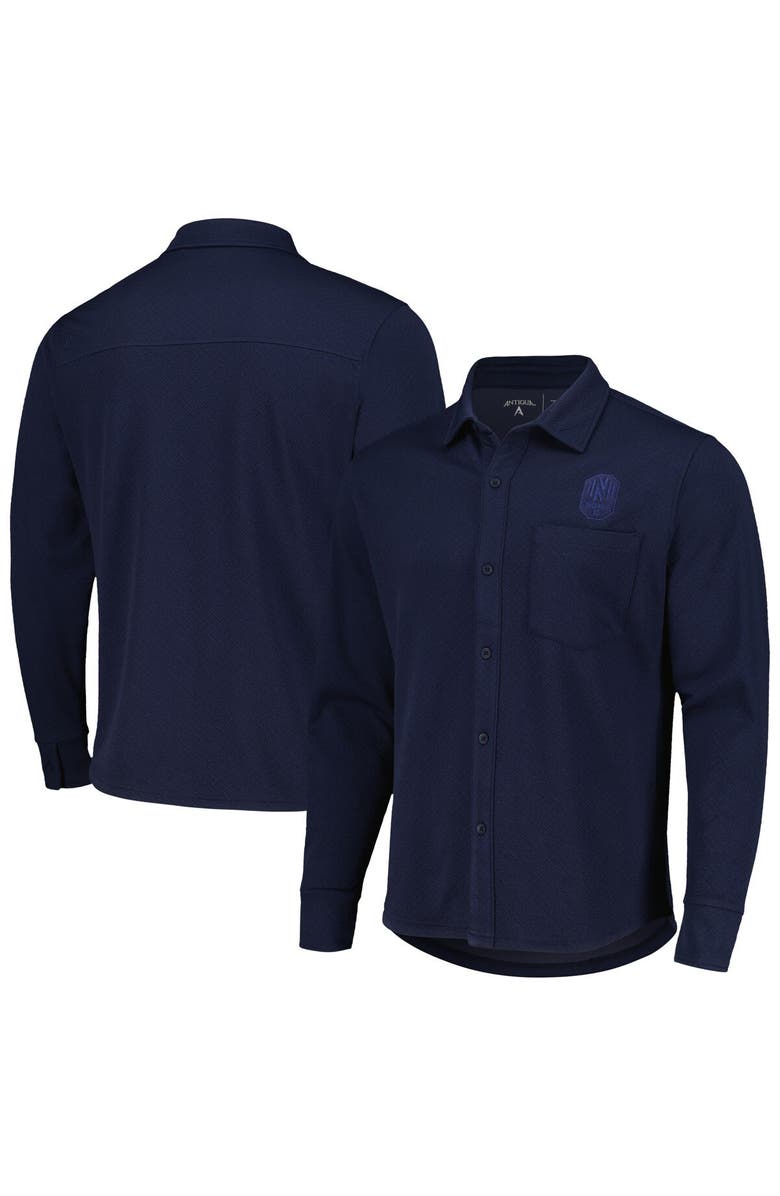 ANTIGUA Men's Antigua Navy Nashville SC Streamer Diamond Button-Up Shacket, Main, color, Navy