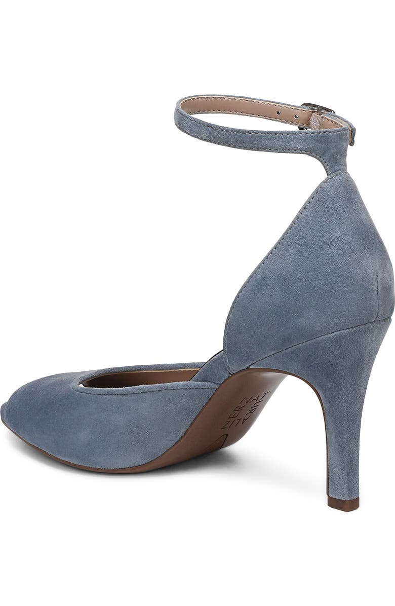 Naturalizer Asha Ankle Strap Peep Toe Pump, Alternate, color, Blue Ash Suede
