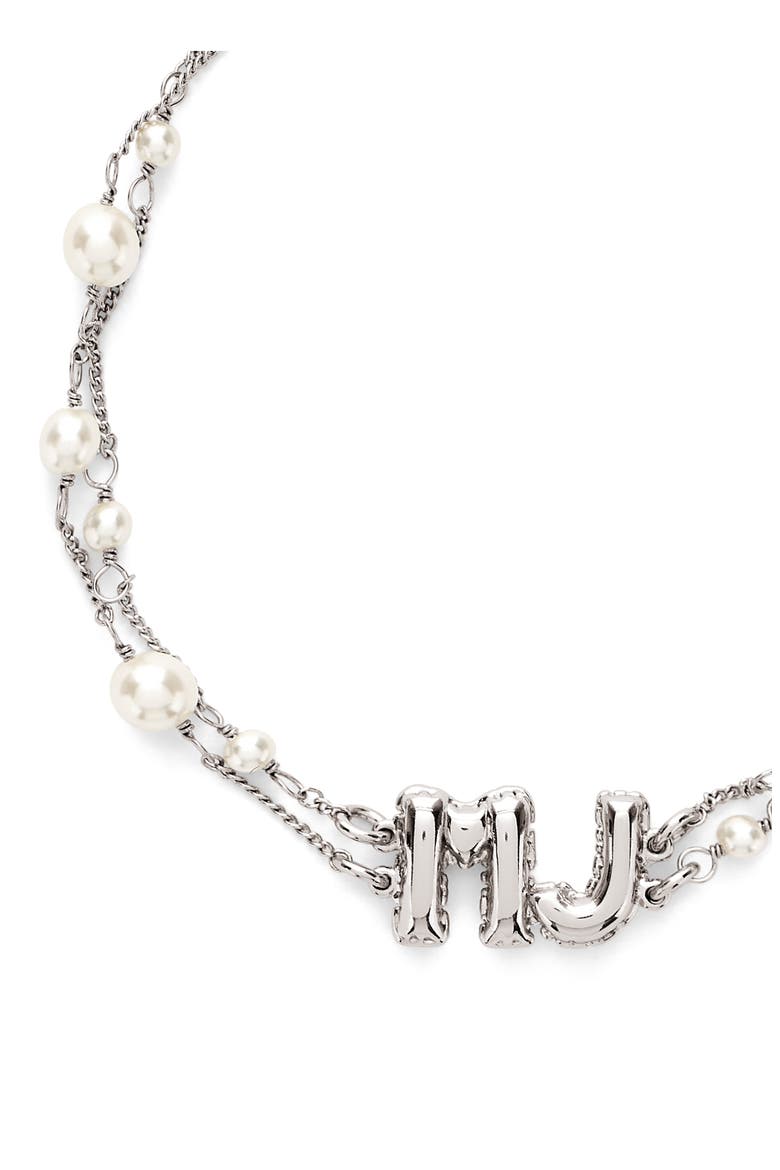 MJ Balloon Charm Faux Pearl Bracelet, Alternate, color, SILVER